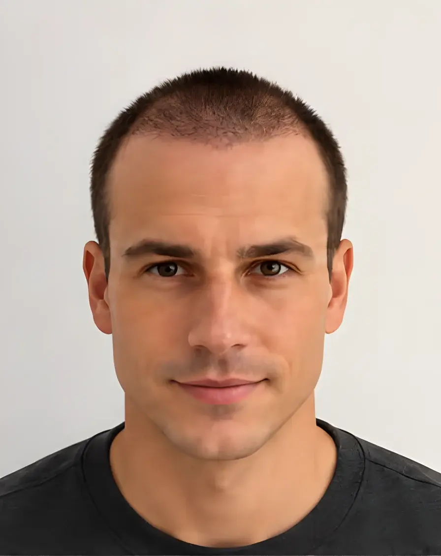 Derselbe Patient 30 Tage nach der Haartransplantation