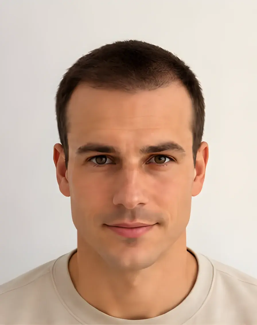 Derselbe Patient 90 Tage nach der Haartransplantation